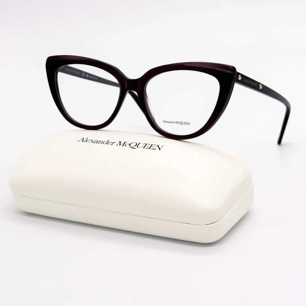 NEW ALEXANDER MCQUEEN EYEGLASSES AM0253O 003 CAT EYE VIOLET WOMEN EYEWEAR